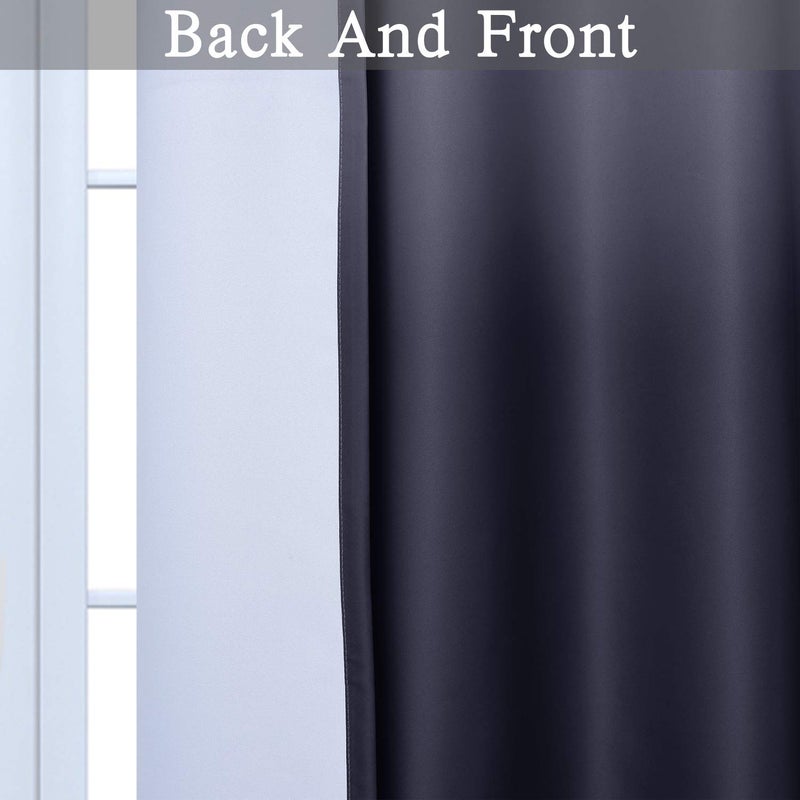 SimpleHome Gradient Color Ombre Blackout Curtains Thickening Polyester Eyelet Top Panels Thermal Insulated Grommet Window Drapes for Living Room/Bedroom (Black, 42W x 72L / 2 Panels) - Image 4